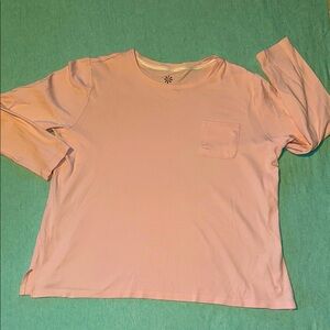 IsaacMizrahiLive Essentials XL Top Rose 22” sleeve round-neck front pocket EUC